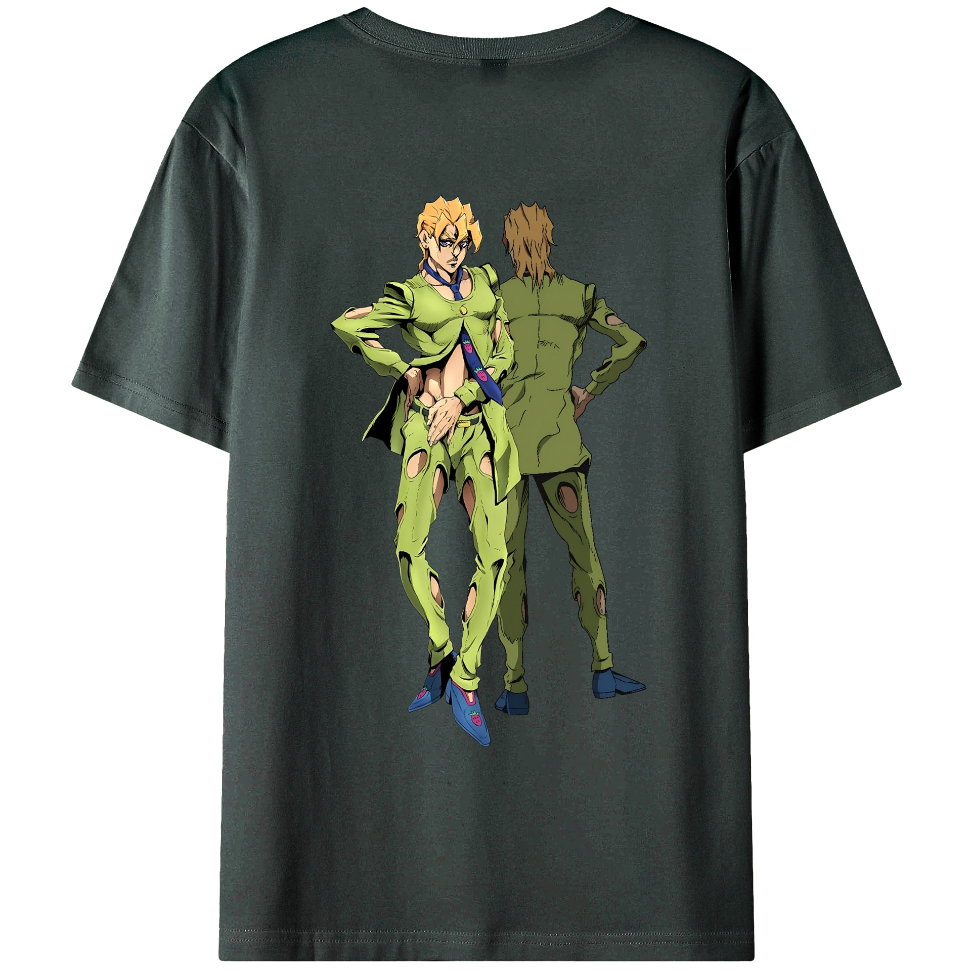 （画像用） ジョジョの奇妙な冒険 パンナコッタ?フー JoJo's Bizarre Adventure Pannacotta Fugo 綿100％ メンズ半袖Tシャツ（バックプリント） 通気性